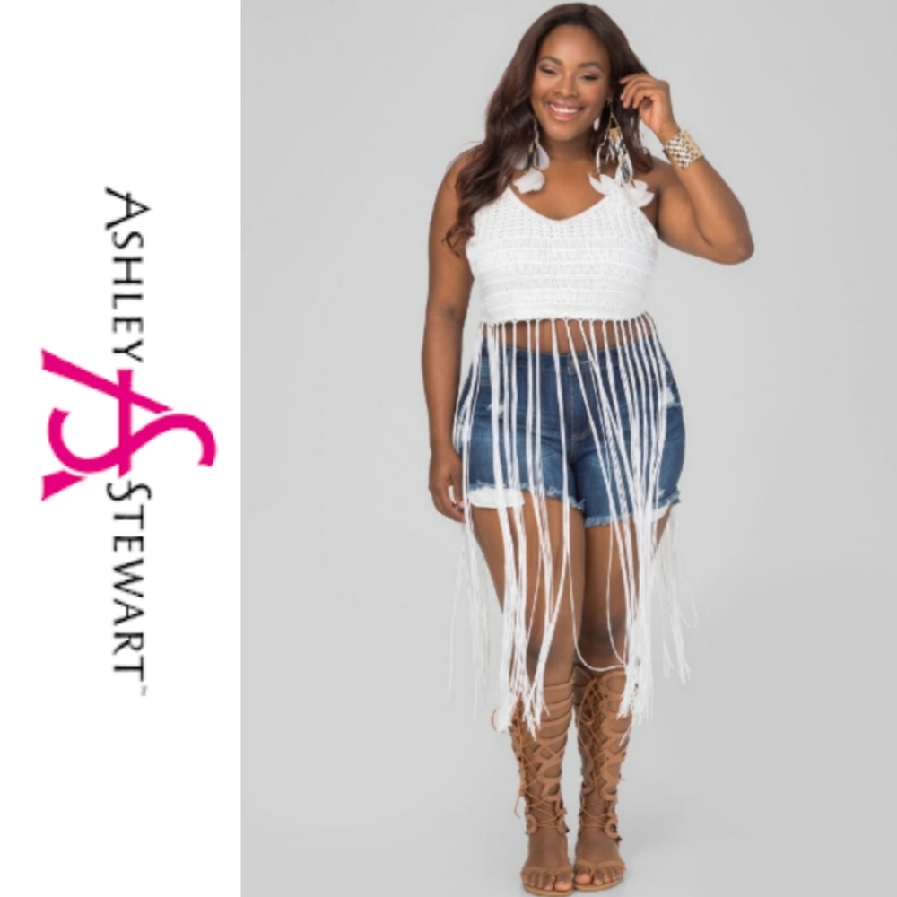 Ashley Stewart | Fringe Crochet Top White -SPECIAL 💜